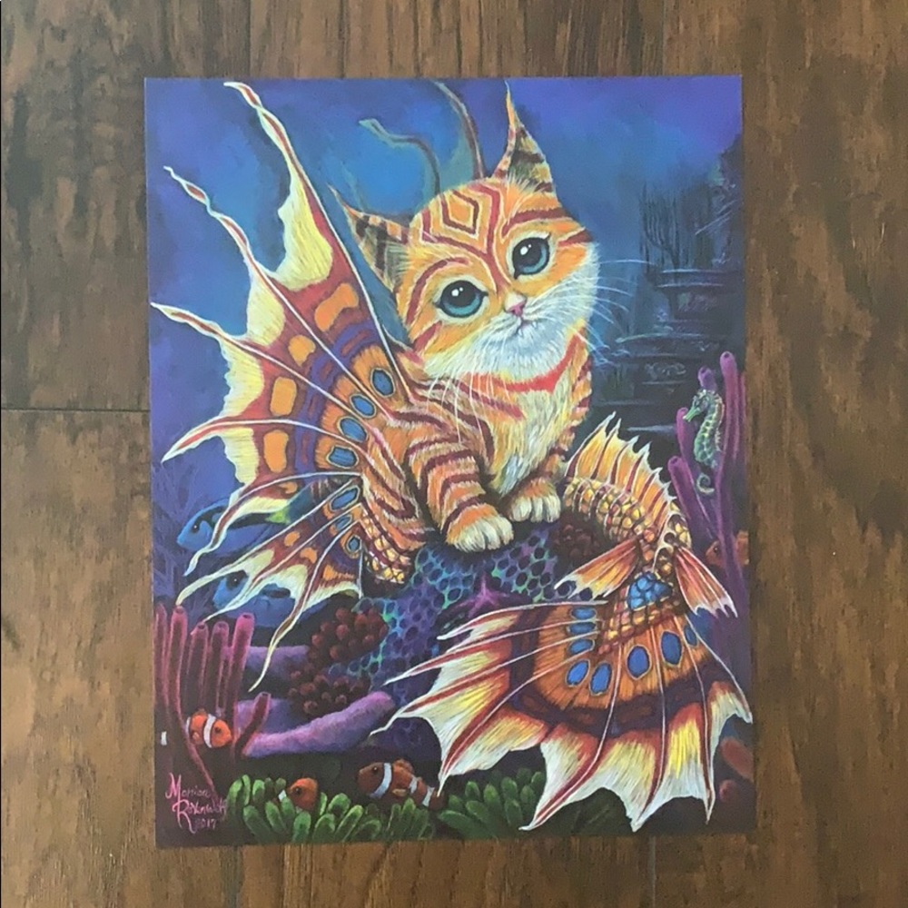 2/$15‼️ 14x11 “catfish” cat print / artwork